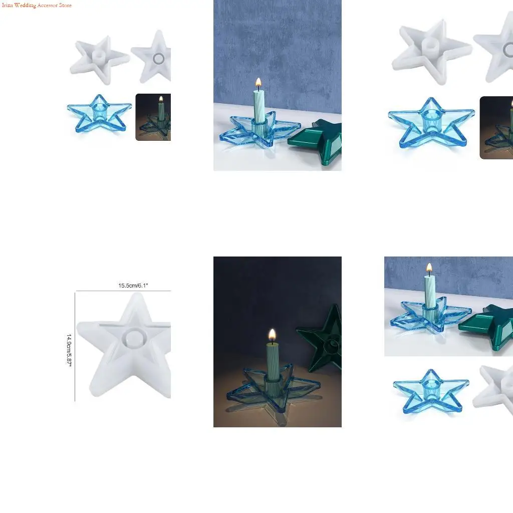 G92D Star Candlestick Epoxy Casting Silicone Mold Jewellery Storage Making Mould