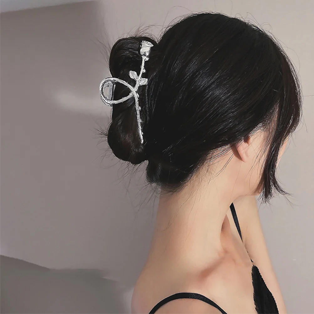 

2pcs Rose Claw Clips Metal Hair Claws Flower Barrettes Holders For Women Shine Glossy Hair Accessories Bun Maker Tool