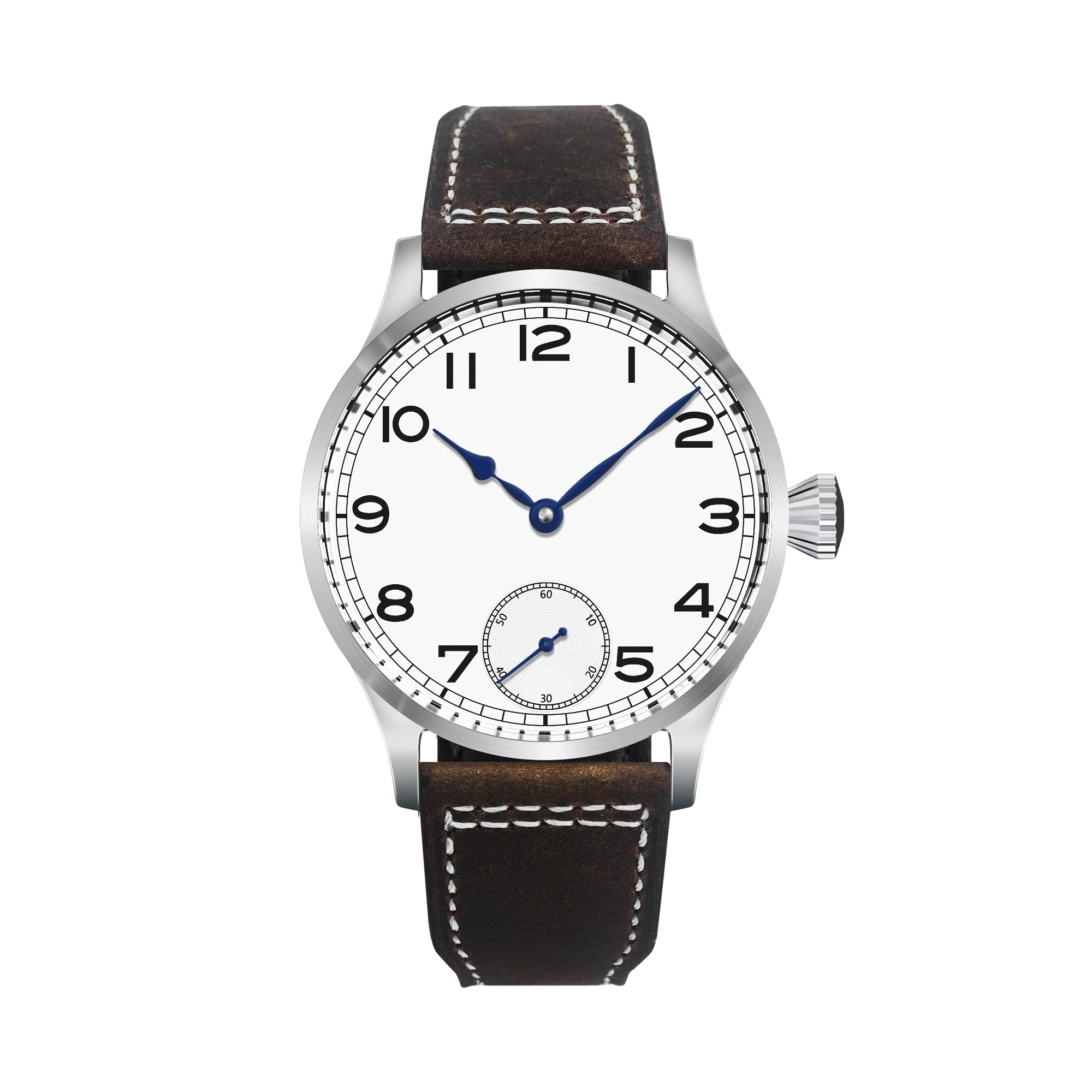 Custom Logo 42MM Sapphire Glass Men Watch St3600 Hand winding Movt sport leather luminous Reloj Sterile Dial waterproof Reloj