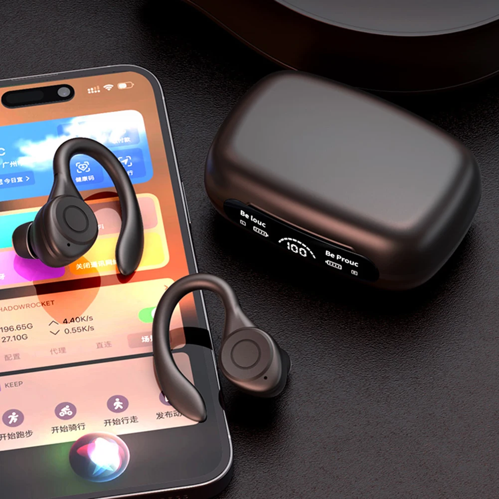 

TWS Earphones Ear Hook Noise Reduction Gaming Earphones Bluetooth-Compatible5.3 Power Display Comfortable Sports Running Earbuds