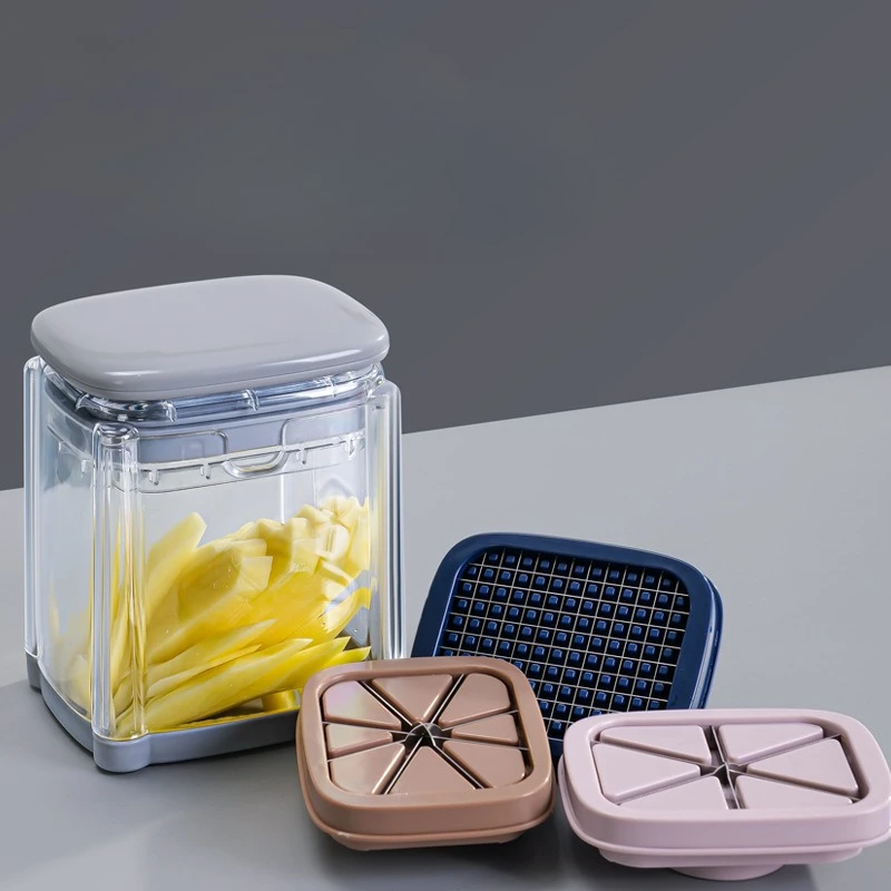 Cortador de patatas fritas 4 en 1, cortador Manual de verduras con 4 cuchillas para patatas fritas, cortador de cebollas, picadores de alimentos y rebanadores de manzana