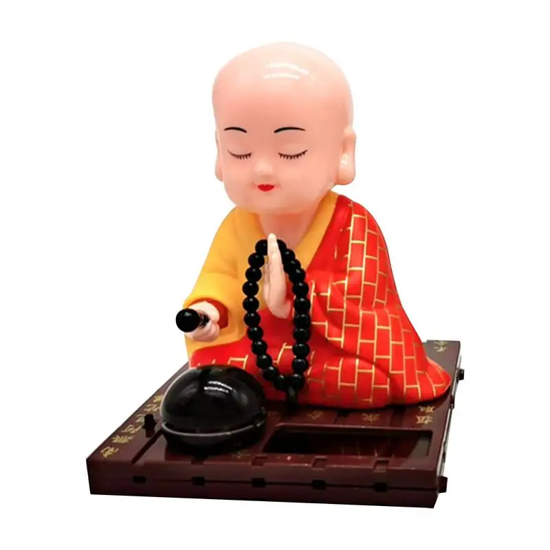 Little Monk Figurine Solar Head Toys Little Monk Figurine Solar Head Toys Cute Solar Dancer Toy Figure Buddha Monk Swing Toy