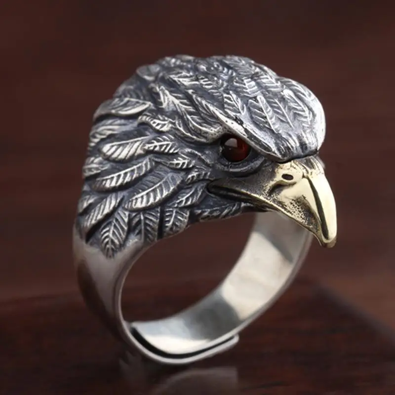 BFCLUB Silver Color Ring For Women Jewelry Eagle Finger Open Vintage Handmade Ring Allergy For Party Birthday Gift