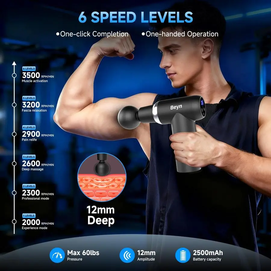 مسدس تدليك بمقبض ممتد قابل للفصل والبارد، مسدس تدليك الأنسجة العميقة، يستخدم لتخفيف آلام الظهر