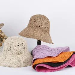 NEW Women Straw Hats crochet hat bucket hat UV Protection Sun Visor Beach Hats Women Visors Foldable Female Women Summer Sun hat