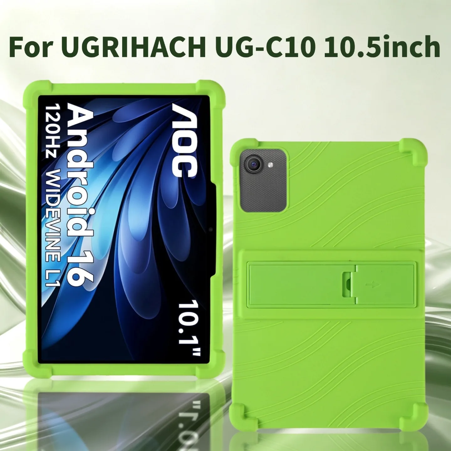 For UGRIHACH UG-C10 10.1inch Tablet Case for Kids Friendly Soft Silicone Adjustable Stand Cover Protective Sleeve