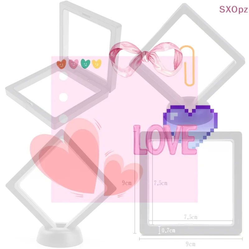 

90*90 мм черный 3D плавающий держатель для ювелирных изделий, рамка для монет, коробка с подставкой