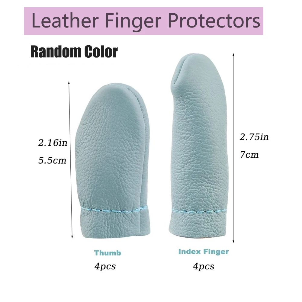 4Pairs Needle Felting Leather Finger Protector Knitting Needles Point Protection Thumb Index Thimble Guard Embroidery Hand Tool