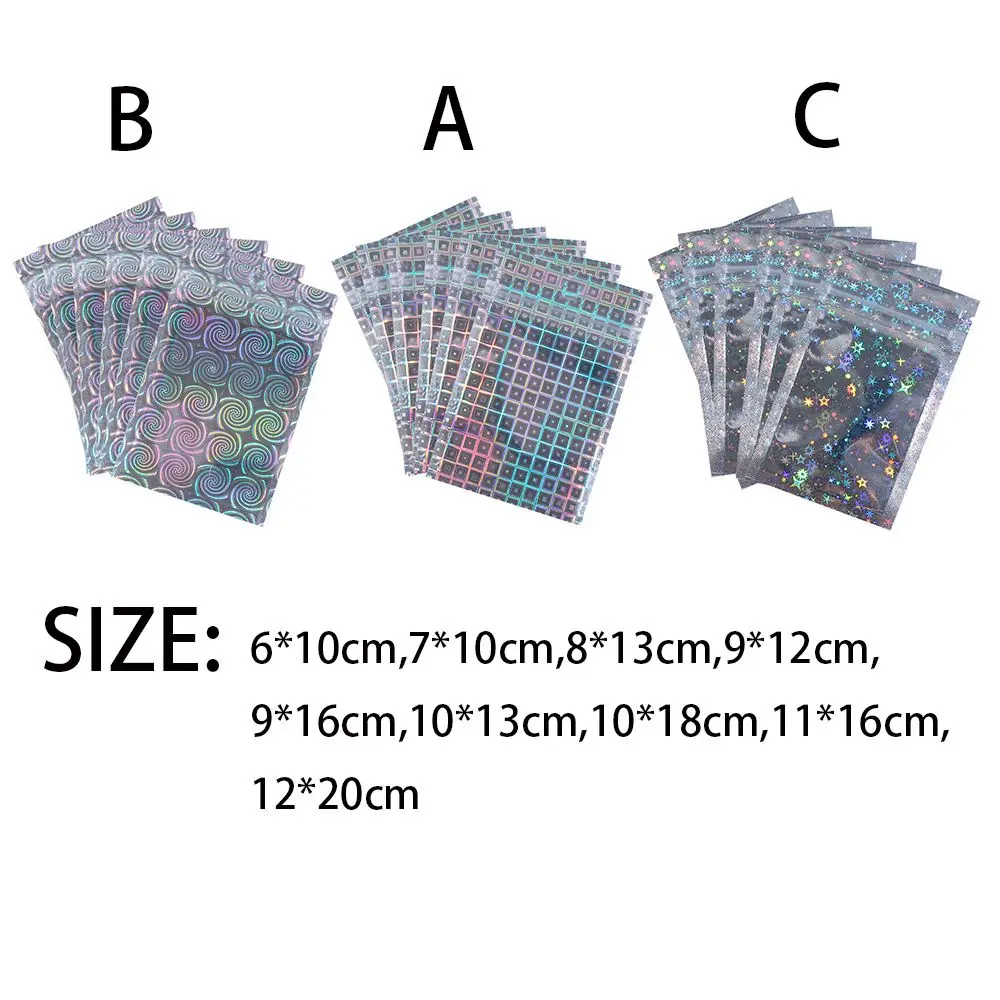 10Pcs Iridescent Zip lock Bags Pouches Cosmetic Plastic Laser Iridescent Bags Holographic Makeup Bags Hologram Zipper Bags 2021