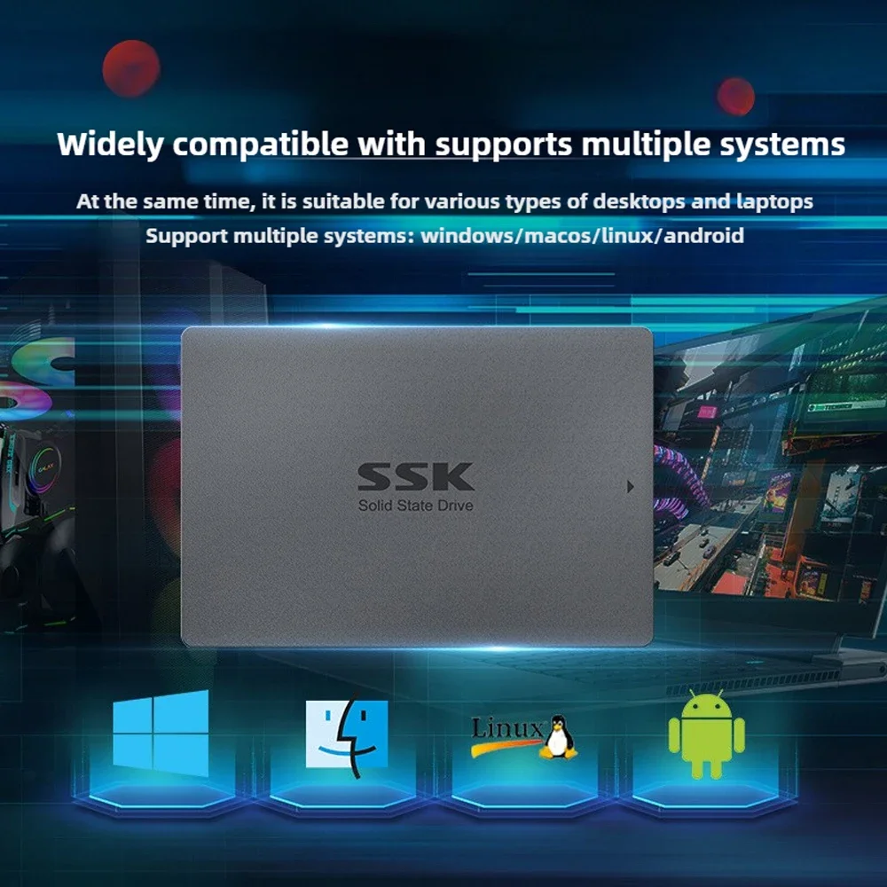 Unidad de estado sólido interna SSK SATA III SSD de 2,5 pulgadas, disco duro SSD de 256GB, 512GB, 1TB, hasta 500 MB/s para actualizar PC, portátiles y de escritorio