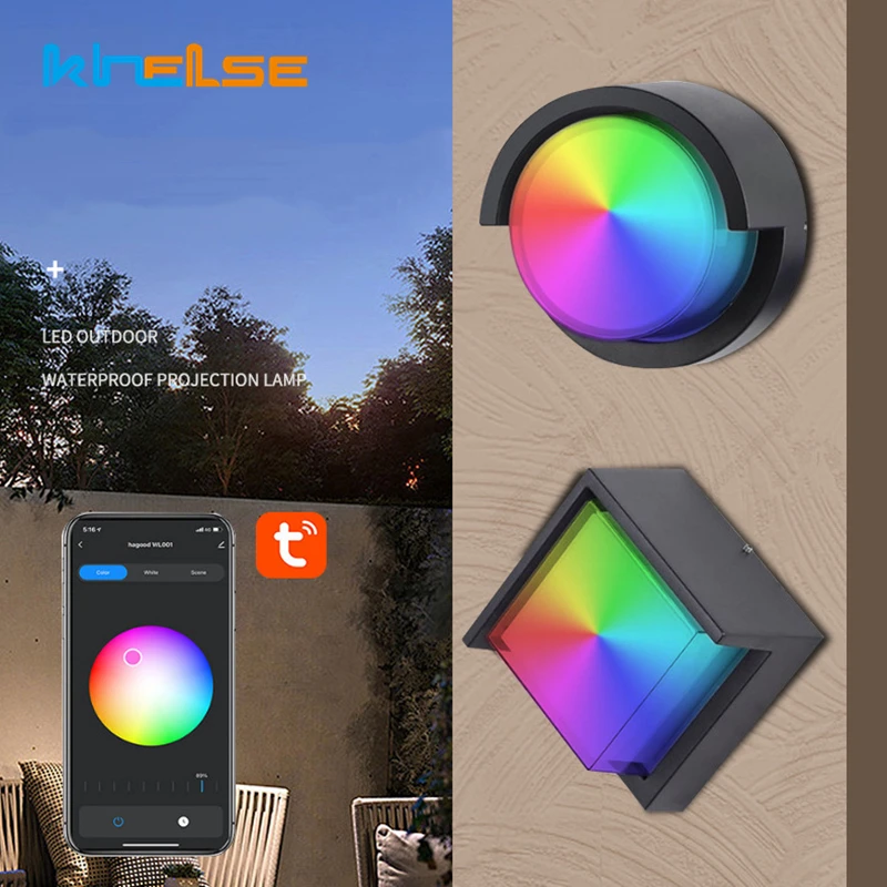 Imagem -02 - Rgb Lâmpada de Parede Led ao ar Livre Tuya Inteligente Wi-fi Controle Remoto Escurecimento Quadrado Redondo Abajur Acrílico Duplo Garden Porch Sconce Light