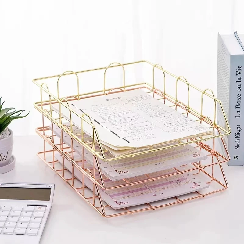 Fashion Stackable Wide Entry Desk File Document Paper Letter Tray for Magzines Newspapers A4 Office File Folder Holder