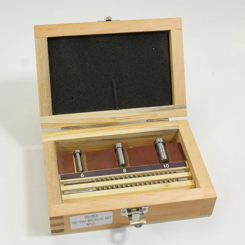 HSS Keyway Broach Set Metric Sized 6pcs 2mm 3mm Broaches 6/8/10 Collared Bushings with Shims CNC Cutting Tools