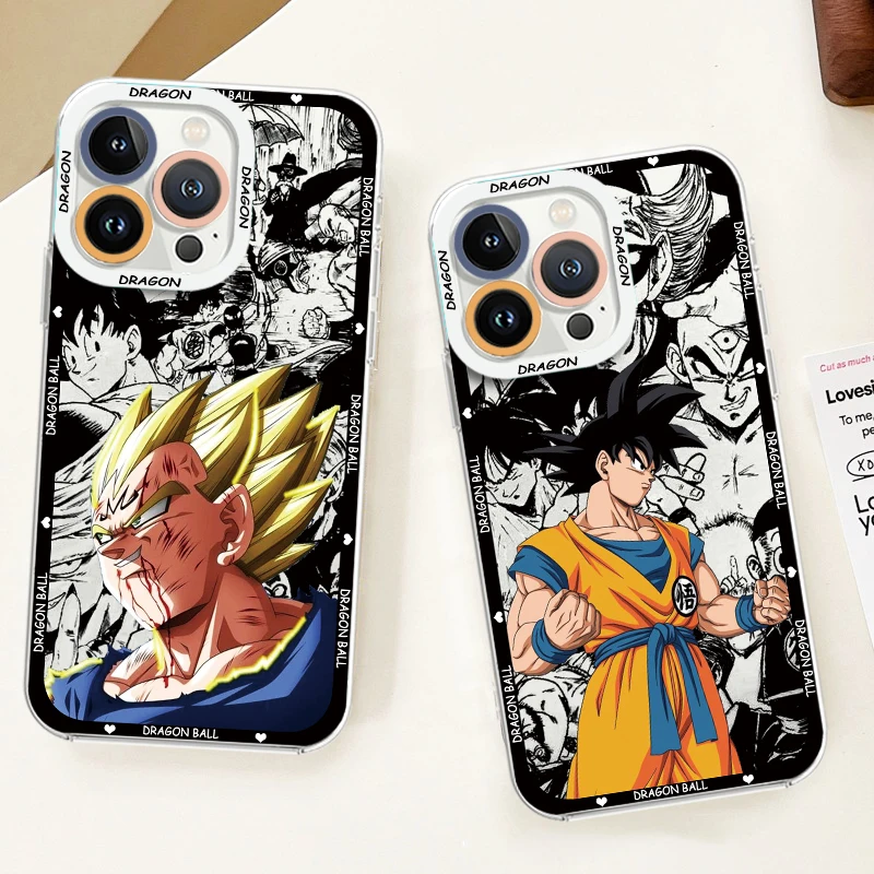 Anime D-Dragon Ball Son Goku Phone Case For iPhone 15 14 13 12 11 Mini XS XR X Pro MAX 8 7 Plus Angel Eyes Transparent Cover