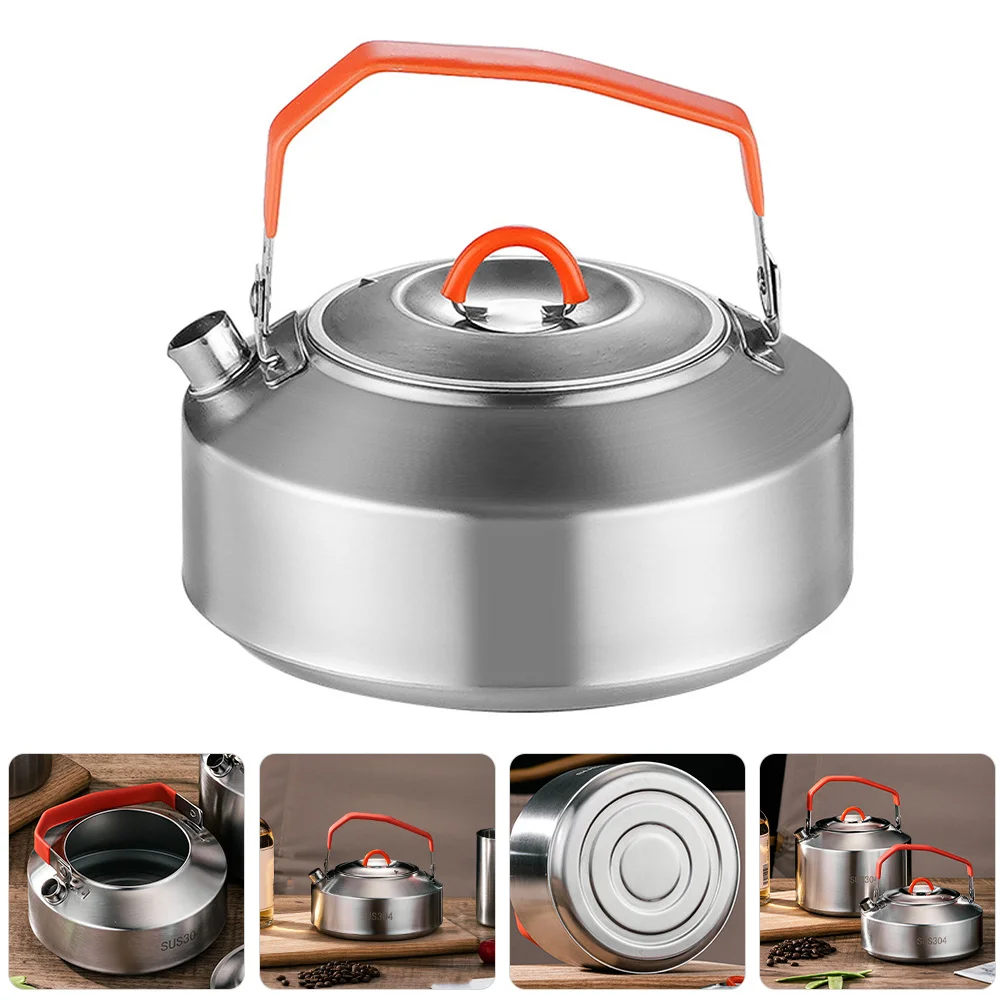 

Stainless Steel Kettle Portable Water Pot for Camping Picnic Travel Use Easy Pour Spout Large Capacity Stress Relief