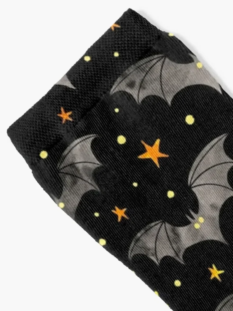 Watercolor Bats Grey with Yellow Stars Socks Sports tennis Socks For Girls Men's