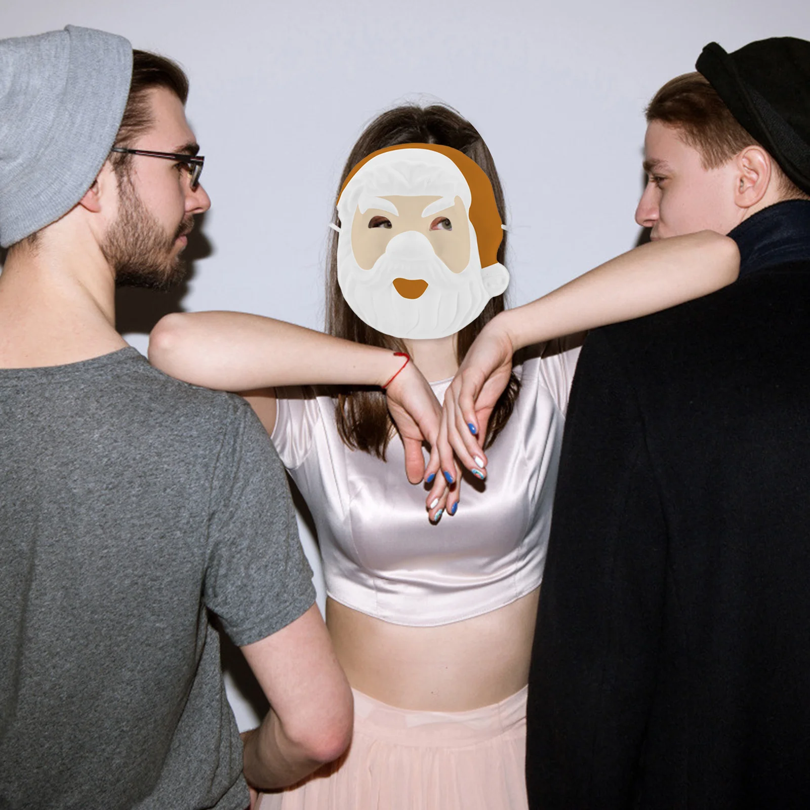 

6Pcs DIY Santa Claus Blank Masks White Paper Pulp Mask Paintable Face Masks Christmas Party Supplies Masquerade