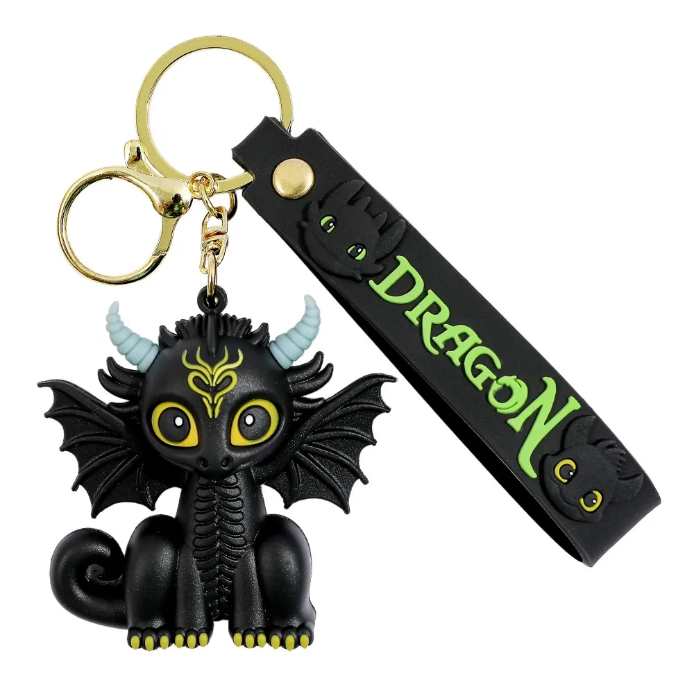 Anime Drachenzähmen leicht gemacht 3, PVC-Auto-Schlüsselanhänger – Schwarz-Weiß-Drache, PVC-Figur, Zubehör für Tasche, Schlüsselanhänger-Zubehör