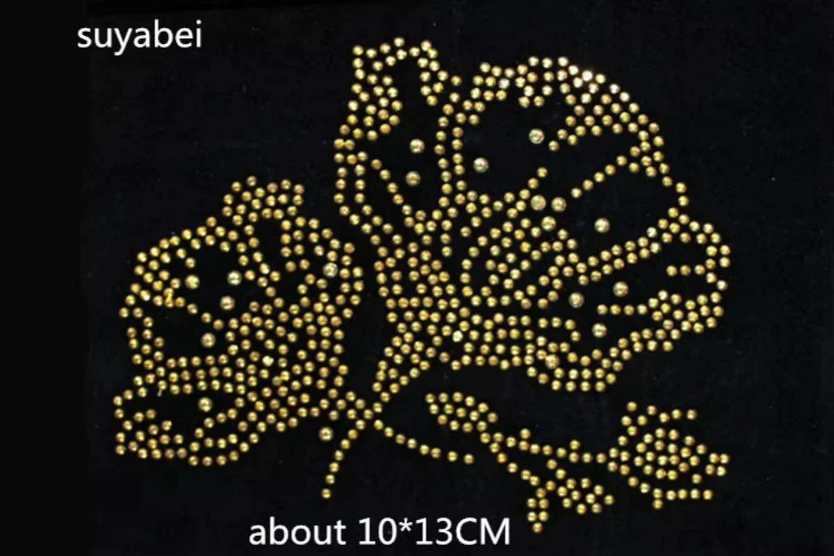 

Golden Flower Hot Fix Rhinestone Motif Iron on Applique Patches Strass for Shirt Bag DIY Fashion Accessories