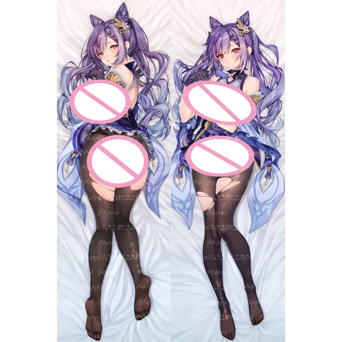

Game Genshin Impact Keqing Dakimakura Fullbody Pillow Case Double Side Printed DIY Pillow Cover Decorative byRoyal Center mall (