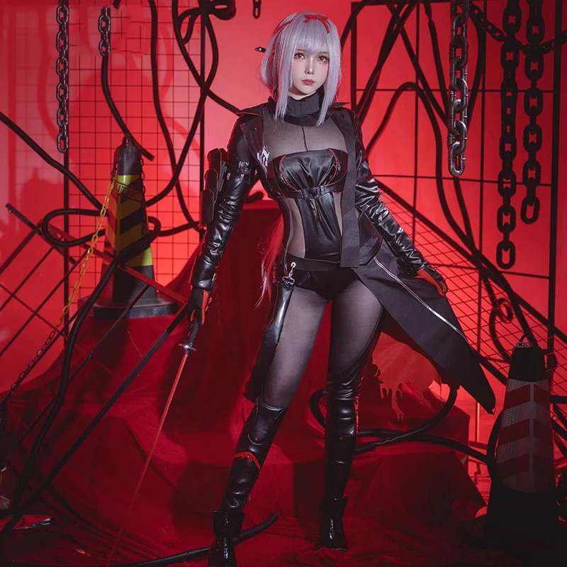 لعبة آلهة النصر: أزياء نيكي القرمزي التأثيرية القرمزي: شعر مستعار الظل الأسود كيمونو لزي كرنفال الهالوماس