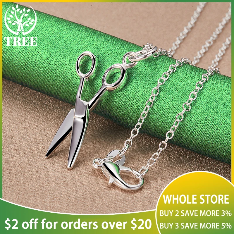 ALITREE 925 Sterling Silver Scissors Pendant Necklace For Women necklaces Fashion Engagement Wedding Jewelry Birthday Gifts