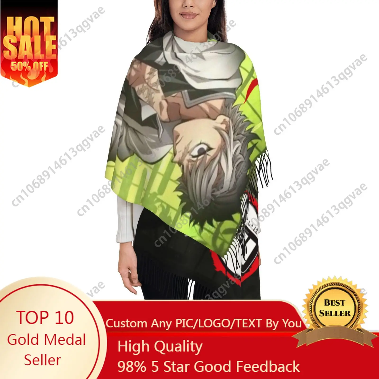 Shinazugawa Sanemi Soft Tassel Warmth Scarf Traditional Headscarf Autumn Winter Large Size Shawl Scarf Gift Cashmere Scarf