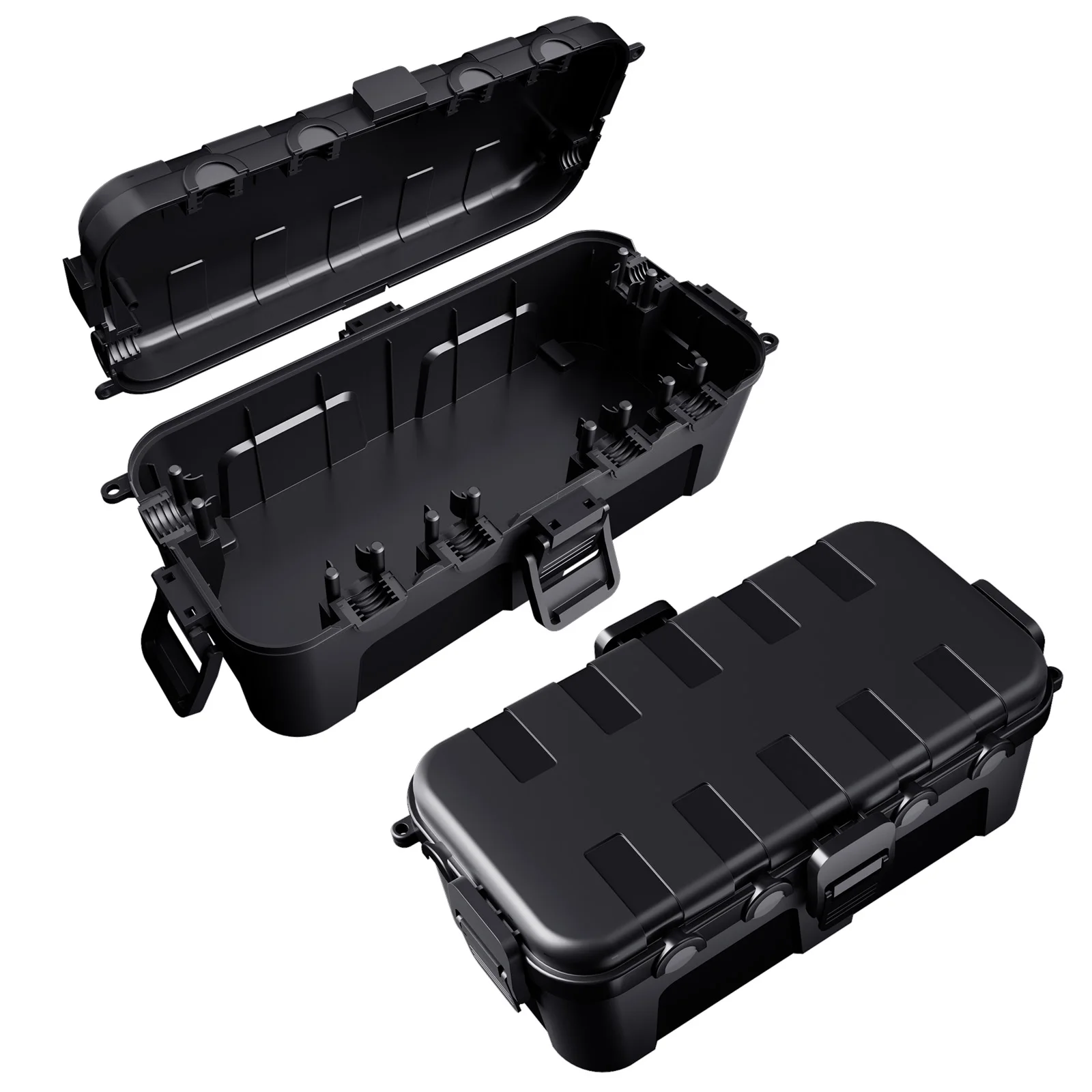 Flemoon 屋外電気ボックス 2個 防水 中型耐候性電気ボックス 電源タップ/プラグ用ケーブルエントリーポート6個付き