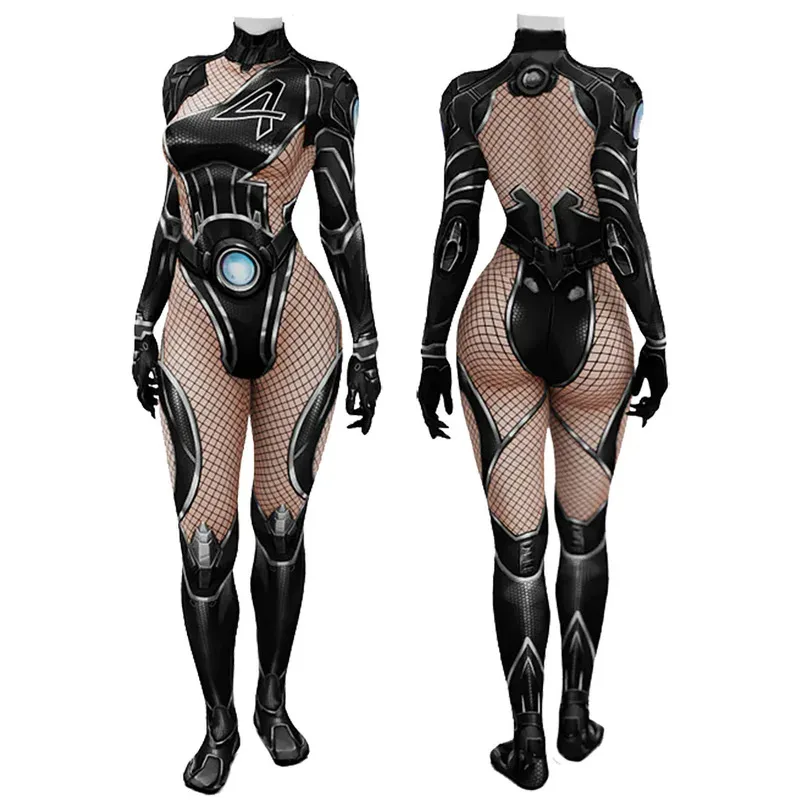 

The Fantastic Four Invisible Woman 006 Jumpsuits Superhero Adult Women Bodysuits Halloween Party Prop