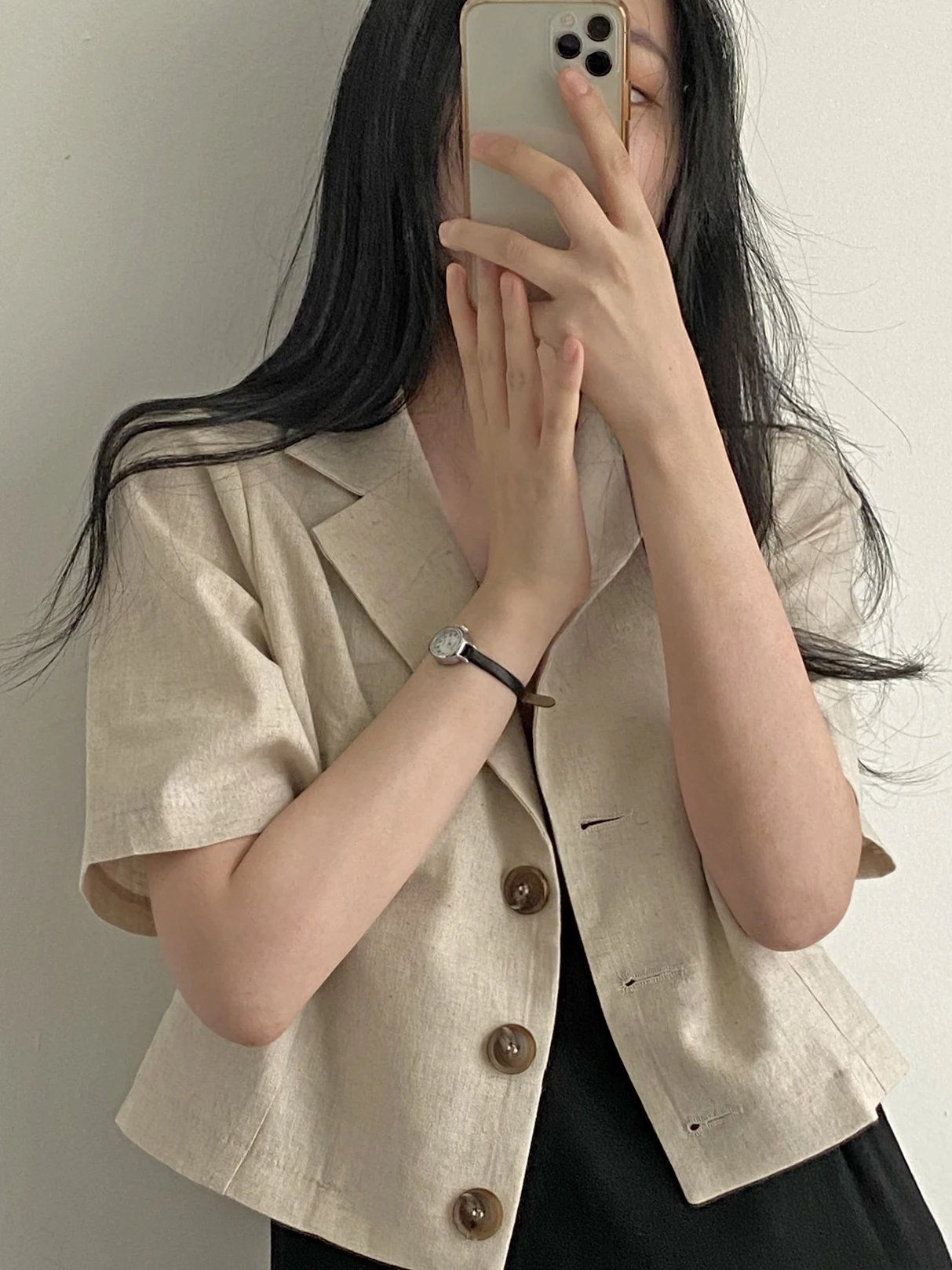 

Dongda Gate 2025 Summer New Thin ort Sve Linen Suit ort Jaet Women High-End Feeling Top Commute Sle Regular Sve