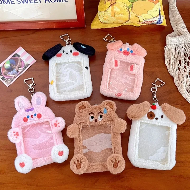 credit protector photo holder para meninas urso bonito cao porco coelho pelucia id protetor papelaria 48 id 01