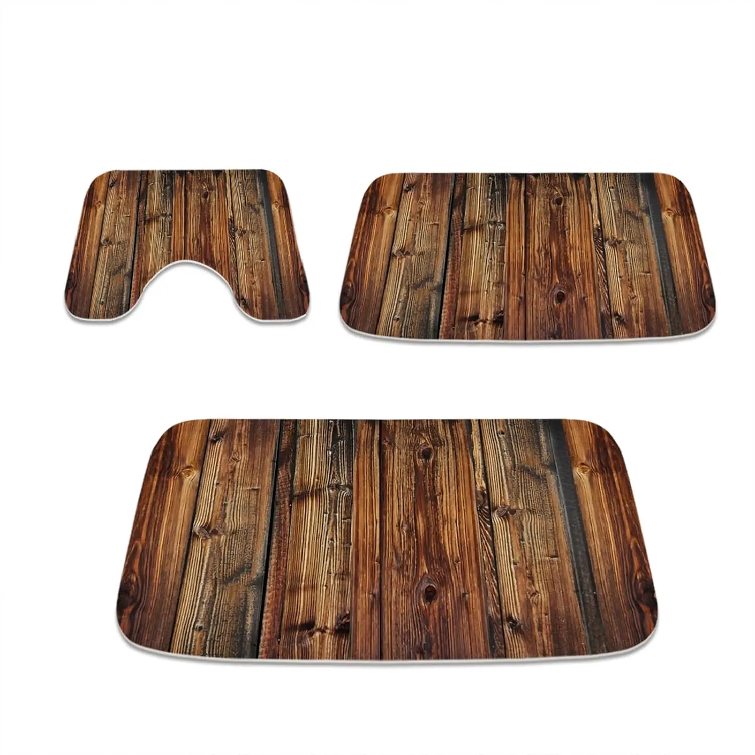 

Наборы ковриков и ковриков для ванной комнаты с деревянной доской в деревенском стиле, 3-х предметный, коралловый бархатный пенопласт с эффектом памяти, U-образный контур