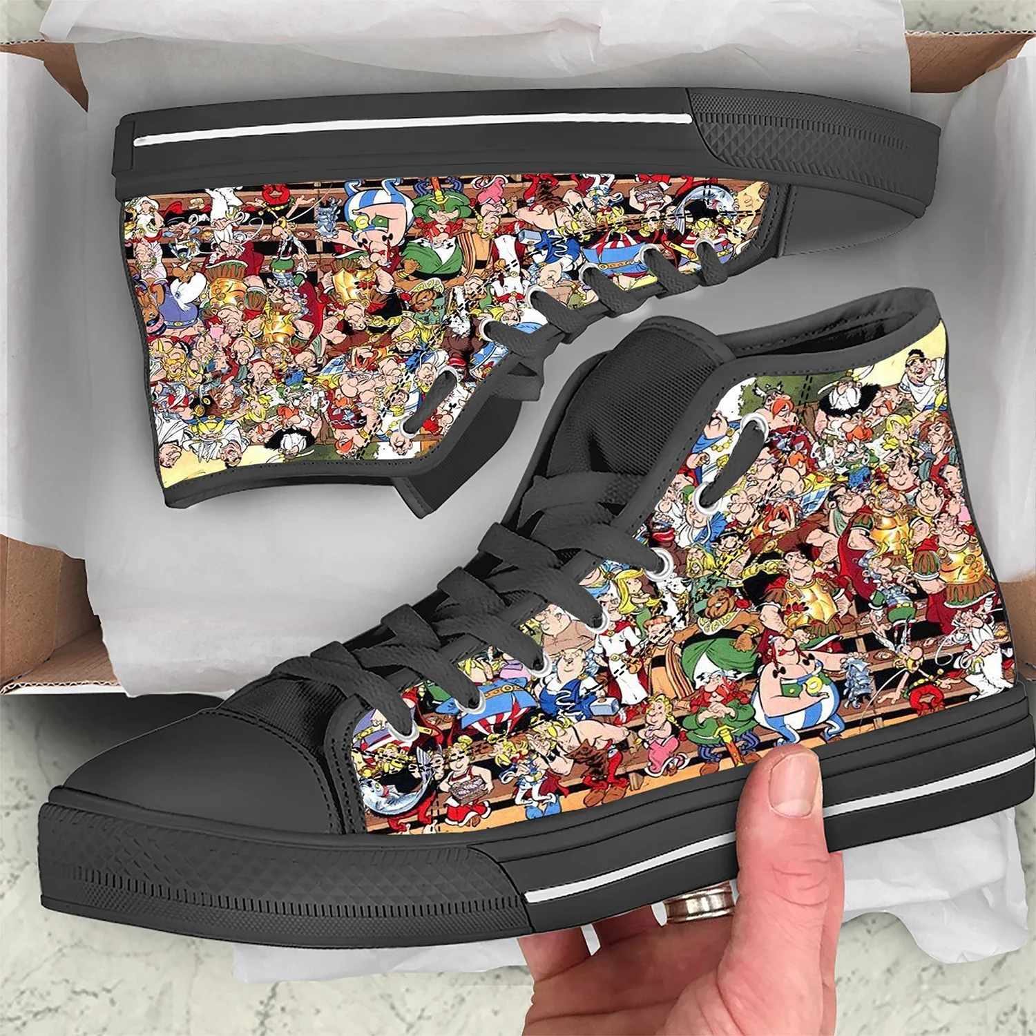 

Anime Hot Cartoon Manga Asterix Obelix Adventures Men Women Casual Cloth Shoes High Top Lightweight Breathable 3D Canvas Shoes