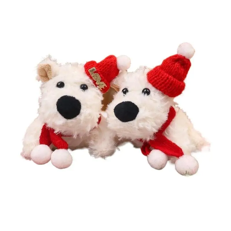 1PCS Sitting Western Highlands Puppy Toy Long Plush Cute White Dog Pendant Little Pet Animals Dolls Children Christmas Gift