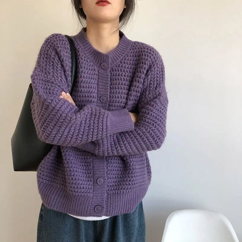 Autumn and Winter Fashion New Women's Elegant Knitted Cardigan Sweater Thickened Warm Casual Long Sleeve Sweater