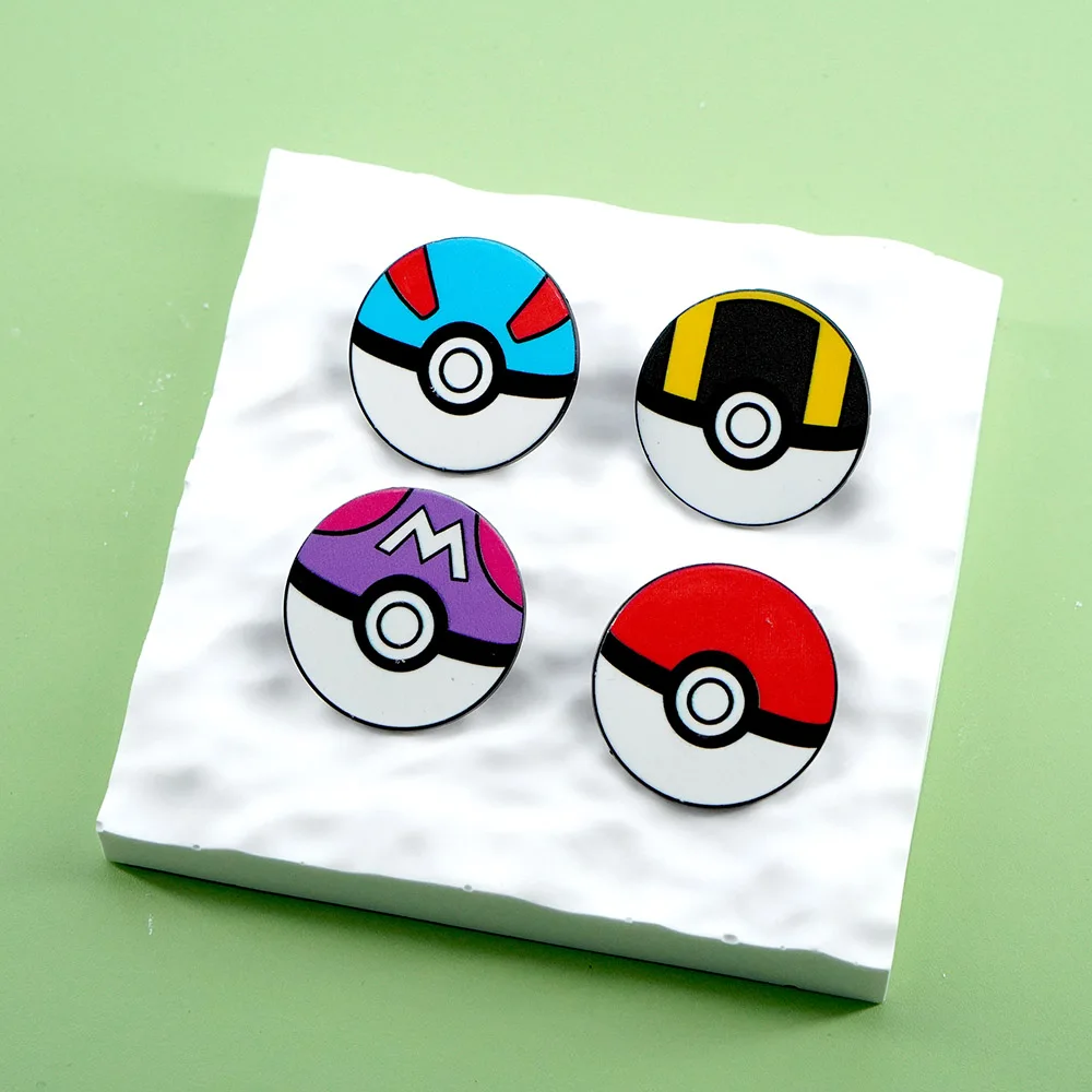 4Pcs Pokemon Poke Ball Enamel Pins Set Master Ultra Great Ball Metal Brooches For Backpacks Jackets Bags Collectible Gift