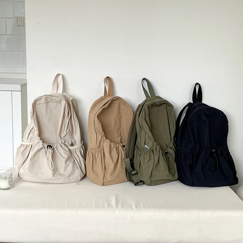 Sac à Dos en Nylon Simple et Décontracté pour Femme, Solide, Assressentiavec Tout, pour l'École, pour les Étudiants, de Haute Capacité