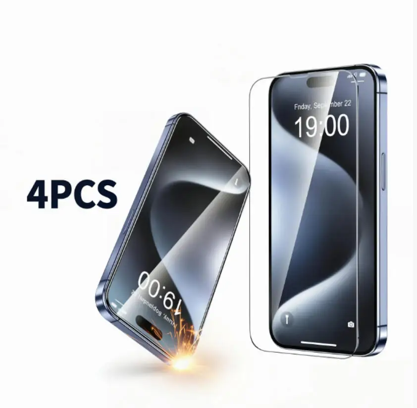 4Pcs Tempered Glass For iPhone 16 15 14 13 12 11 Pro Max Screen Protector For iPhone 7 8 Plus X XS Max XR Protective Glass Film