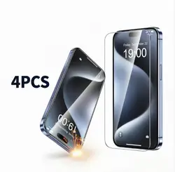 4Pcs Tempered Glass For iPhone 16 15 14 13 12 11 Pro Max Screen Protector For iPhone 7 8 Plus X XS Max XR Protective Glass Film