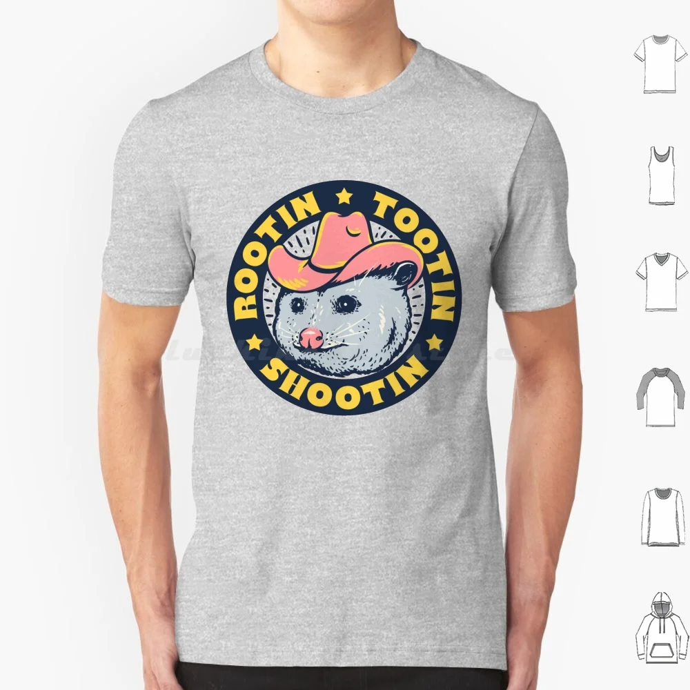 Tootin Shootin | Possum Cowboy Advice | Space Cowgirl Country Style | Possum Pet Bandana Opossum | Dark Frame T Shirt Cotton