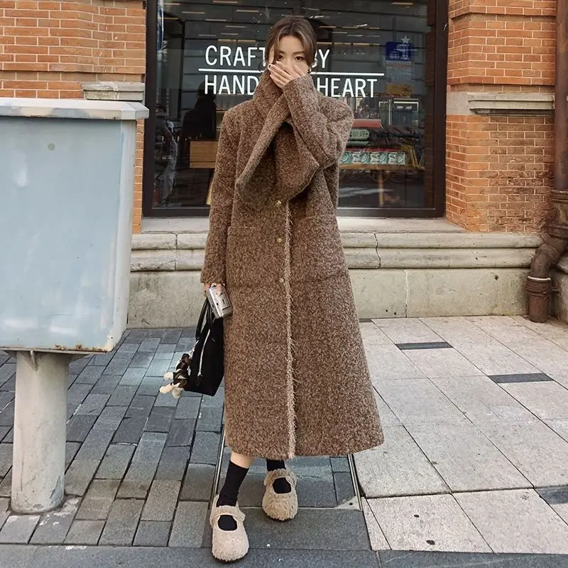 

Korean Version Of The Knee-Length Woolen Coat Women's New Cotton&Thickened Woolen Jacket For Autumn&Winter 2025