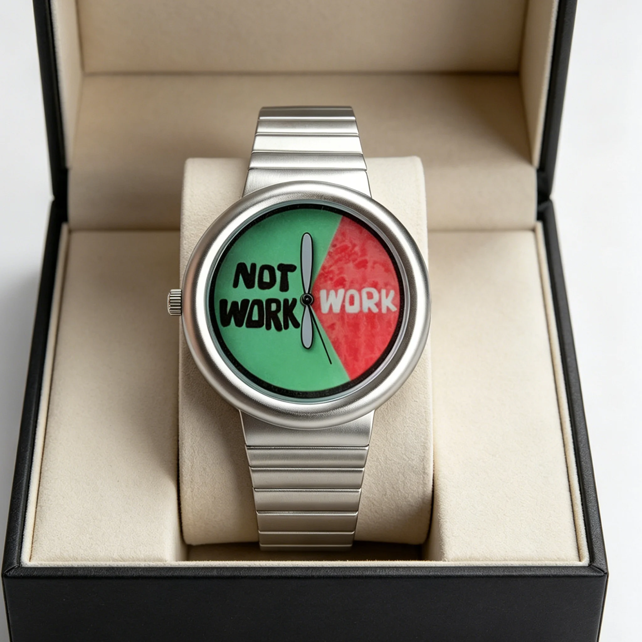 Men's Quartz Watch, with a Stainless Steel Strap in the Shape of an Airplane Propeller. It Features a Unique and Fashionable Hip