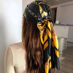 Silk Hair Scarf Scarftop Women Summer Satin Headscarf Foulard Bandana Cheveux Soft Neckerchief Hijab For Ladies