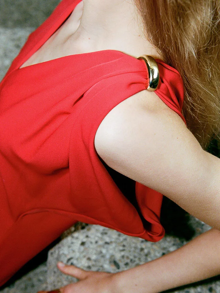 Ele Gold Embellied Svel V-Ne Midi Dr Nieuwe Zomer Dames Faion Taille Gespannen Jurk Halflange Rok