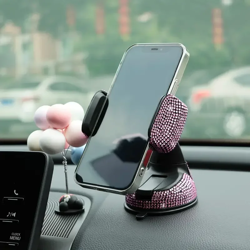 Strass cristal suporte do telefone celular do carro montagem do telefone rosa flexível suporte de mesa montagem bling acessórios do carro interior para mulher