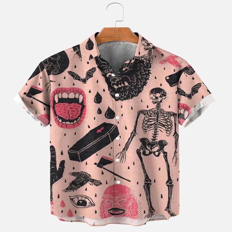 

Vintage Skull Sailor Short Sleeve Shirt 3D All Over Printed Hawaiian Shirt for Men and Women Casual Shirt Unisex