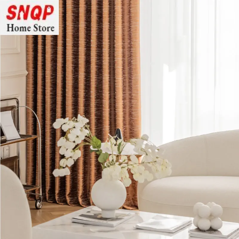 Orange Elegant Modern Blackout Luxury Curtains for Living Room Bedroom Precision Orange Jacquard Home Decoration Kitchen Window