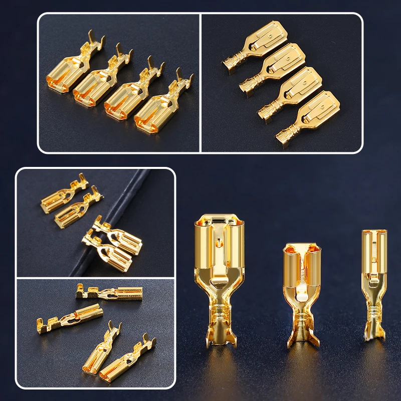 Serost Nicht-Magnetische Vergoldete Kupfer-Federklemmen 2,8mm 4,8mm 6,3mm Auto-Lautsprecher Elektrische Kabelverbinder – Detail 6