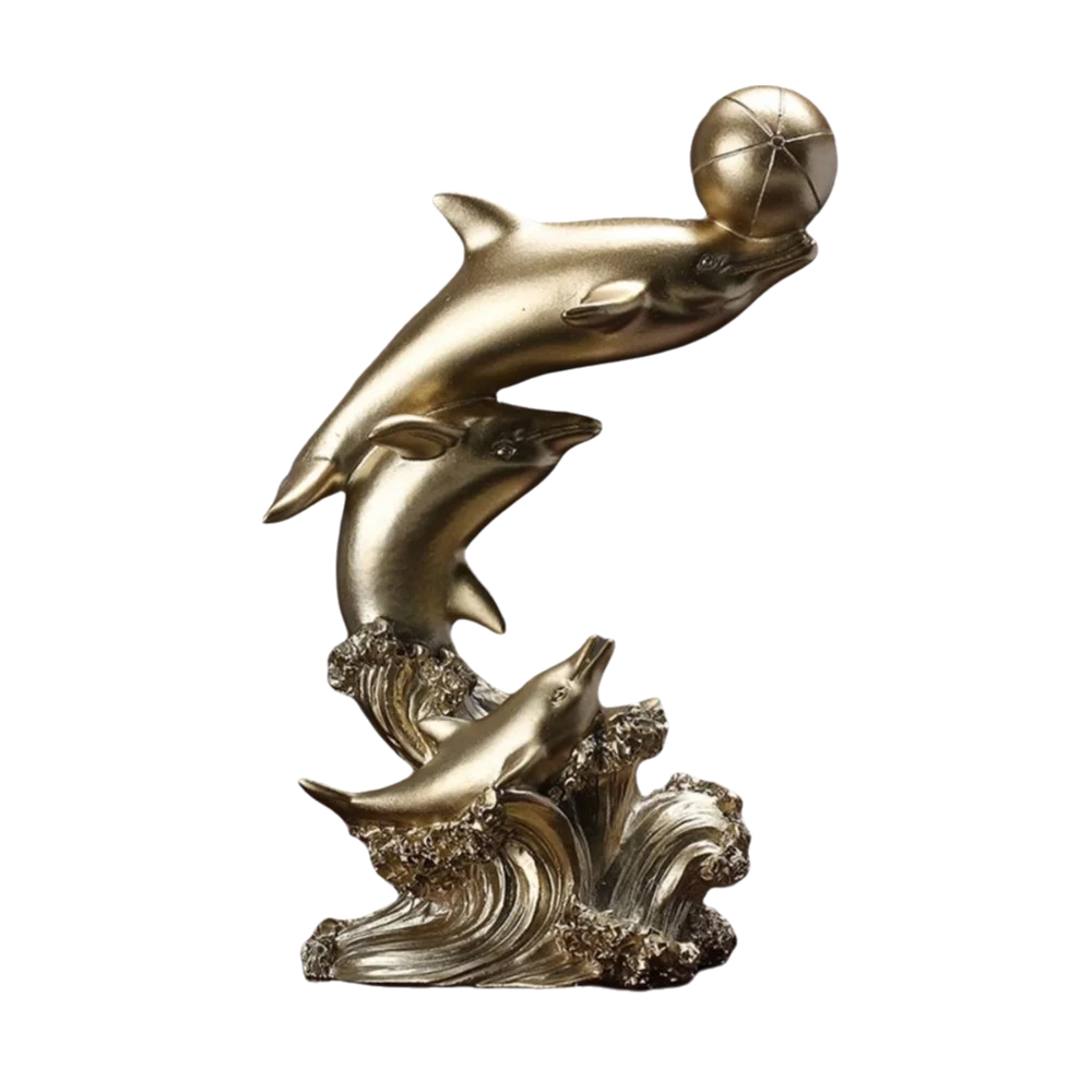 

Handicrafts Resin Golden Dolphin Ornaments Decorative Light Luxury Sea Animal Sculpture Mini Art Crafts Gift