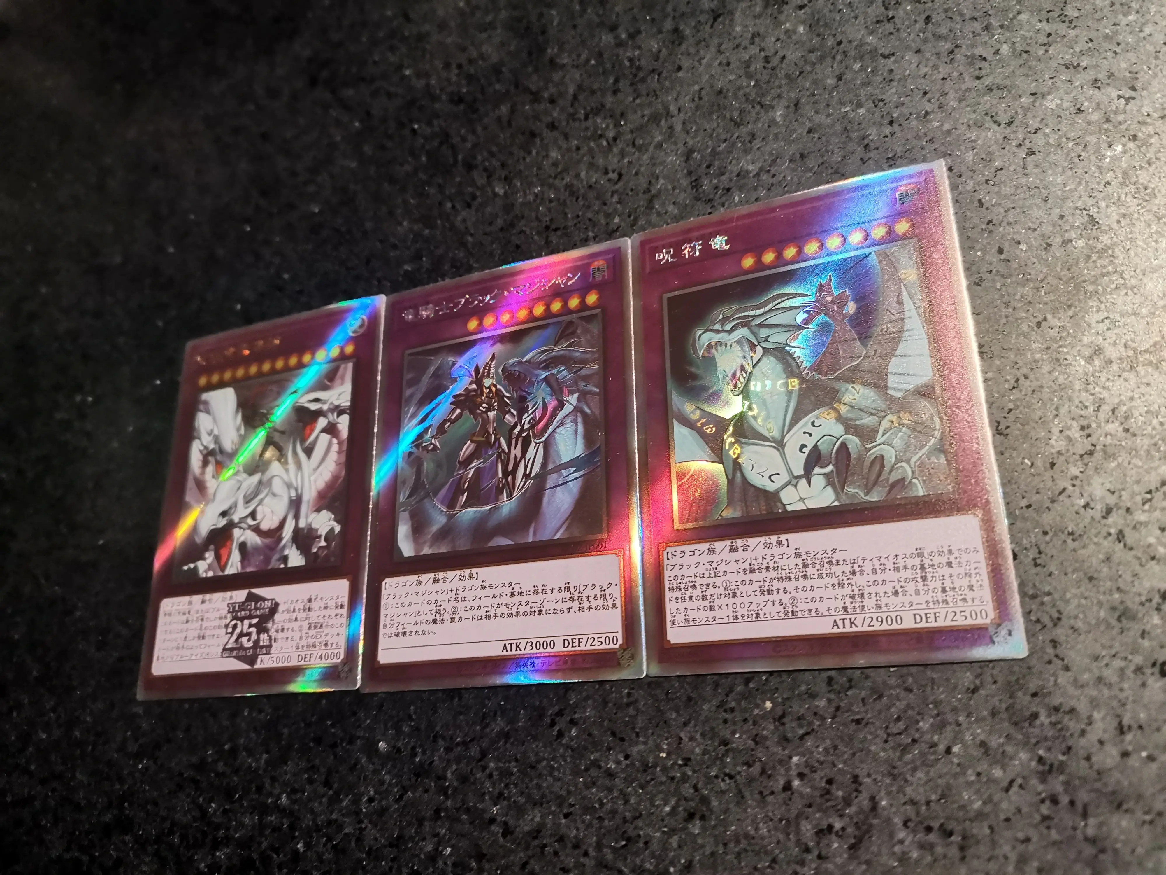 Yu-gi-oh! 3 unids/set mago oscuro el Caballero de la magia del dragón diy tarjetas de colección hechas a sí mismas gasa flash anime juguete carrito de regalo